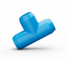 Blue PVC pipe set three-way plastic pipe PVC pipe joints isolated 3d illustration photo