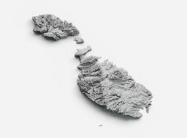 Malta Map Shaded relief Color Height map on white Background 3d illustration photo