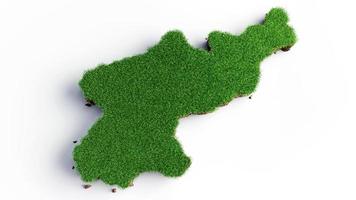 North Korea Map Grass and ground texture 3d illustration photo