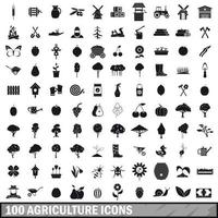 100 agriculture icons set in simple style vector