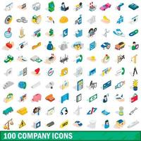 100 company icons set, isometric 3d style vector