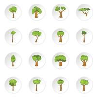 Green trees icons set vector