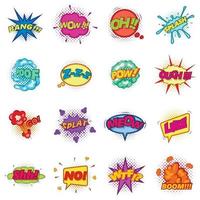 Comic sound cloud set icons set, cartoon style vector