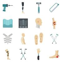 Orthopedics prosthetics icons set in flat style vector