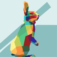 rabbit wpap, animal pop art rectangle, colorful vector illustration,