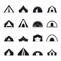 Tent forms icons set, simple style vector