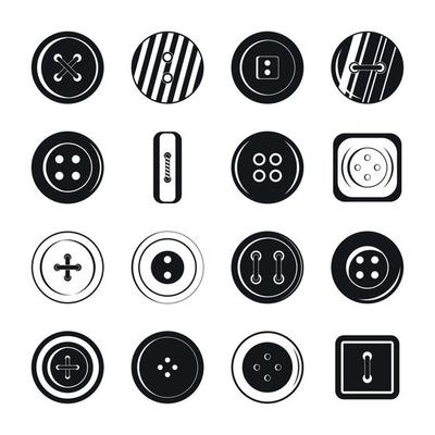 Clothes button icons set, simple style