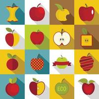 conjunto de iconos de manzana, diseño de logotipo, estilo plano vector