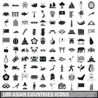 100 asian icons set in simple style