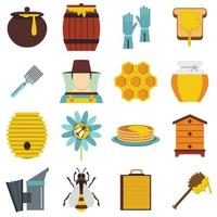 Apiary tools set flat icons vector