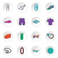 Bicycling icons set