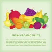 Fruits concept organic, cartoon style vector
