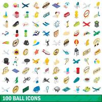 100 iconos de bolas, estilo isométrico 3d vector