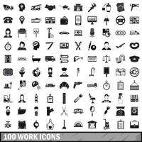 100 work icons set, simple style vector