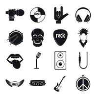 Rock music icons set, simple style vector