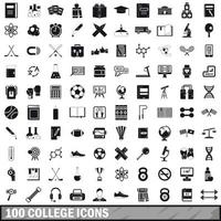 100 iconos universitarios, estilo simple vector