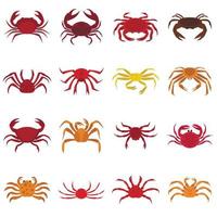 Various crab icons set in flat style vector