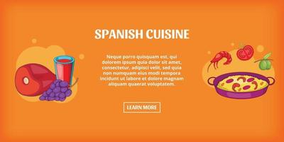 banner de cocina española horizontal, estilo de dibujos animados vector