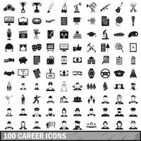 100 career icons set in simple style vector