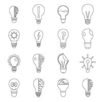 Lamp logo icons set yellow, outline style vector