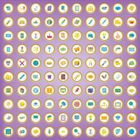 100 statistic data icons set in cartoon style vector