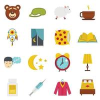 Sleep icons set in flat style vector