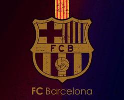 logotipo del fc barcelona, escudo del club de fútbol barcelona, emblema en un fondo blaugrana vector