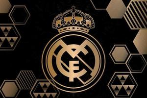 logotipo de madrid, escudo del club de fútbol, emblema en un fondo negro y dorado