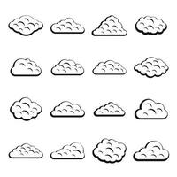conjunto de iconos de nubes, estilo simple vector