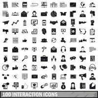 100 interaction icons set, simple style vector