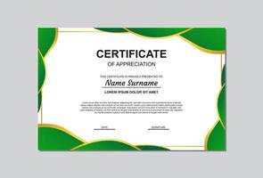 certificate template in gold and green color with modern style. vector