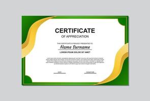 certificate template in gold and green color with modern style. vector