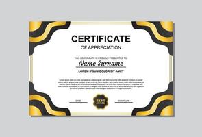 certificate template design in gold and black color. vector