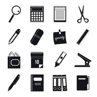 Stationery symbols icons set, simple style vector