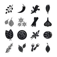 Spice icons set, simple style vector