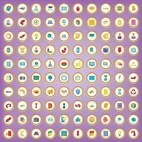 100 analytics icons set in cartoon style vector