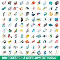 100 conjunto de iconos de desarrollo de investigación vector
