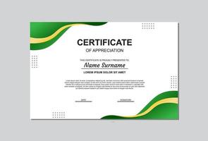 certificate template in gold and green color with modern style. vector