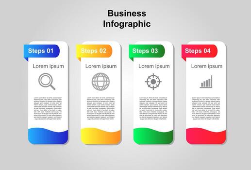 Plantilla de elemento infográfico colorido de 4 pasos. diseño para presentación. vector