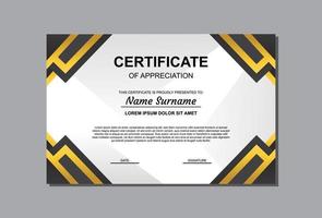 certificate template design in gold and black color. vector