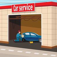 Car service garage concept, cartoon style vector