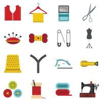 Sewing set flat icons vector