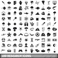 100 conjunto de iconos de investigación, estilo simple vector