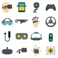 Virtual reality icons set in flat style vector