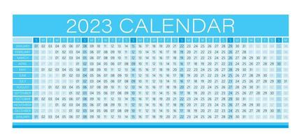 2023 Year Wall Calendar Cyan Color- Full Editable - Vector light