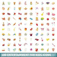 100 entertainment for kids icons set