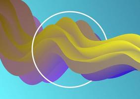 Modern 3d fluid flow background. Wave liquid shape in yellow and blue for web banner, poster, flyer and brochure. vector