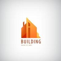 Concept vector graphic - Colorful buildings of urban skyline. The logo template shows modern buildings in abstract way. Building logo, structure, architecture