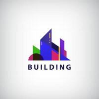 Concept vector graphic - Colorful buildings of urban skyline. The logo template shows modern buildings in abstract way. Building logo, structure, architecture