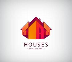 Vector geometric origami abstract house logo. Use for real estate, architecture, construction and building icons.